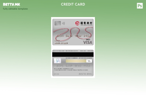 Модерен стил Шаблон за виза за дебитна картичка за трговци на Кина